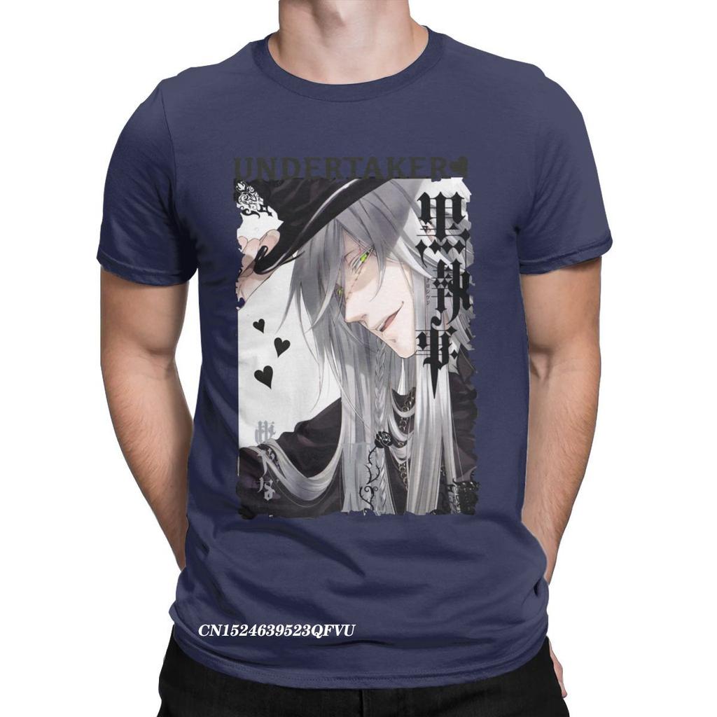 Undertaker Black Butler T-Shirts Herren Anime Lustig Premium Baumwoll T-Shirt Rundhals Harajuku T-Shirt Ästhetische Camisas Tops