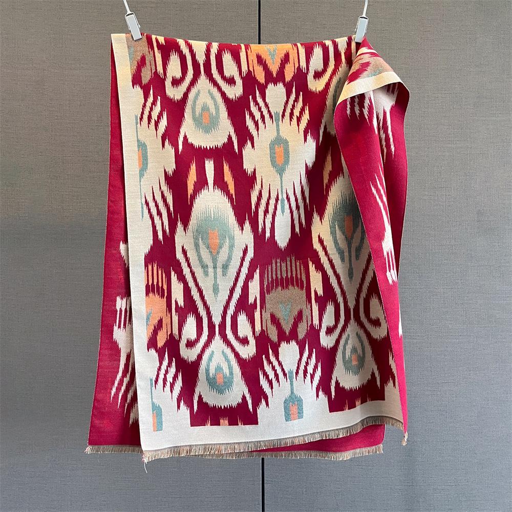 

Warm Winter Cashmere Scarf Women Abstract Print Shawl Wrap Soft Pareo Elegant Poncho Femal Thick Warm Blanket Echarpe Pashmina 65X185cm