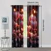 2pc,  Valentine's Day Window Treatment Curtains Romantic Heart Theme Roses Durable Polyester,Without Electricity Spring Party &