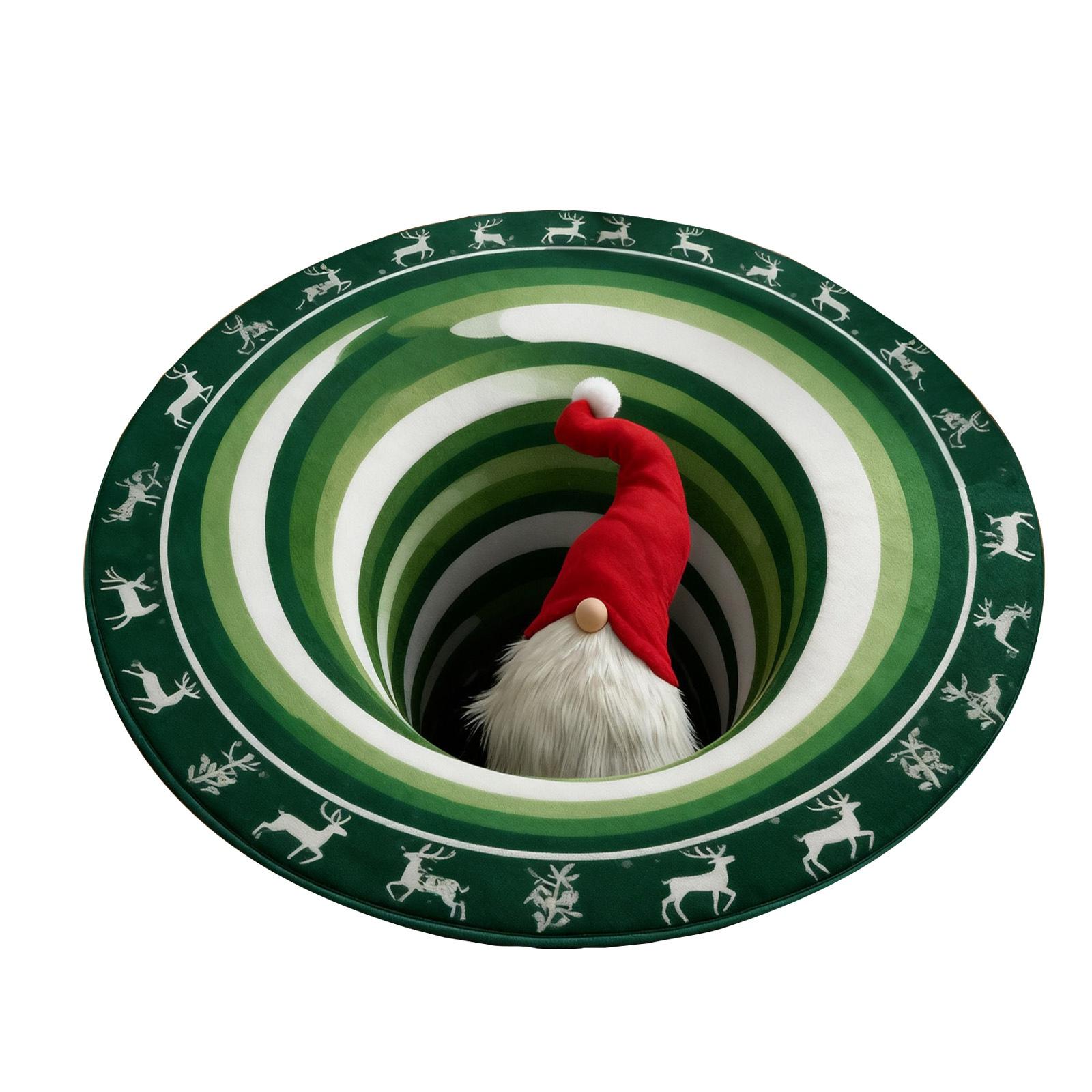 

3D Рождественский ковер Рождественский оптический ковер, Ковер с круговым вихрем, Декоративный ковер с глубоким ворсом, Забавный нескользящий коврик. Подходит для гостиных, спальни One Size