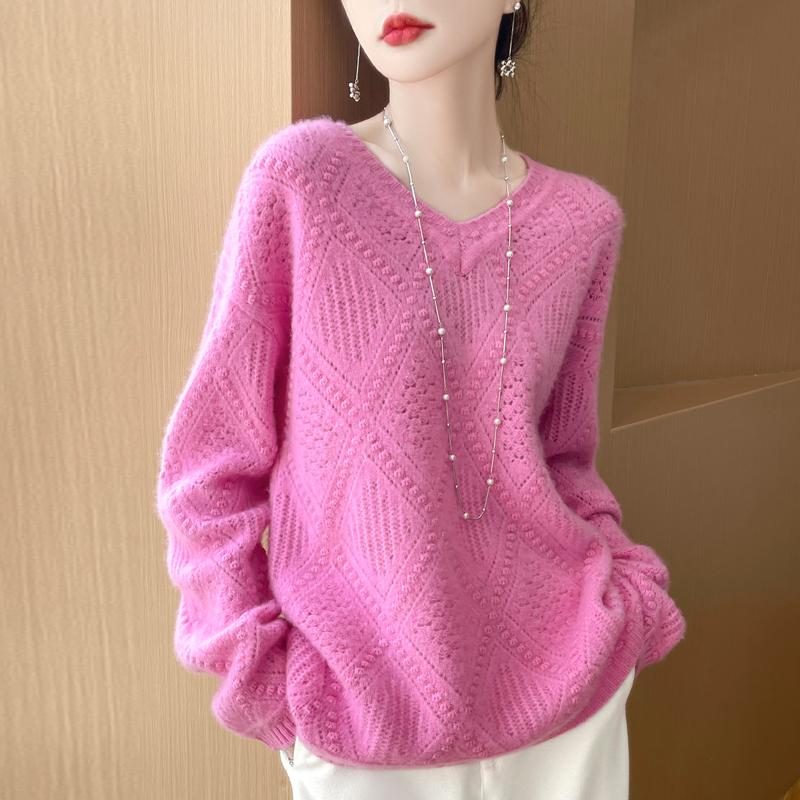 Women's Cashmere Sweater Qinghe Cashmere 30% Cashmere 70% Wool Autumn and Winter Pullover Warm and Fashionable