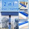 2 In 1 Window Glass Wiper Telescopic Window Glass Cleaner Wiper Long Handle Sponge Brush Window Mop Squeegee Wiper Cleaning Tool