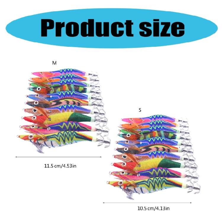 10Pcs/pack Saltwater and Freshwater Angling Shrimp Cuttlefish Jig Hook Squid Jig Fishing Lures Set with Shrimp Designs