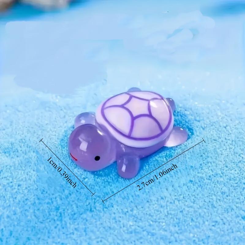 10Pcs luminous 3D turtle ornament, colorful translucent plastic ornament, suitable for DIY handicrafts and party gifts