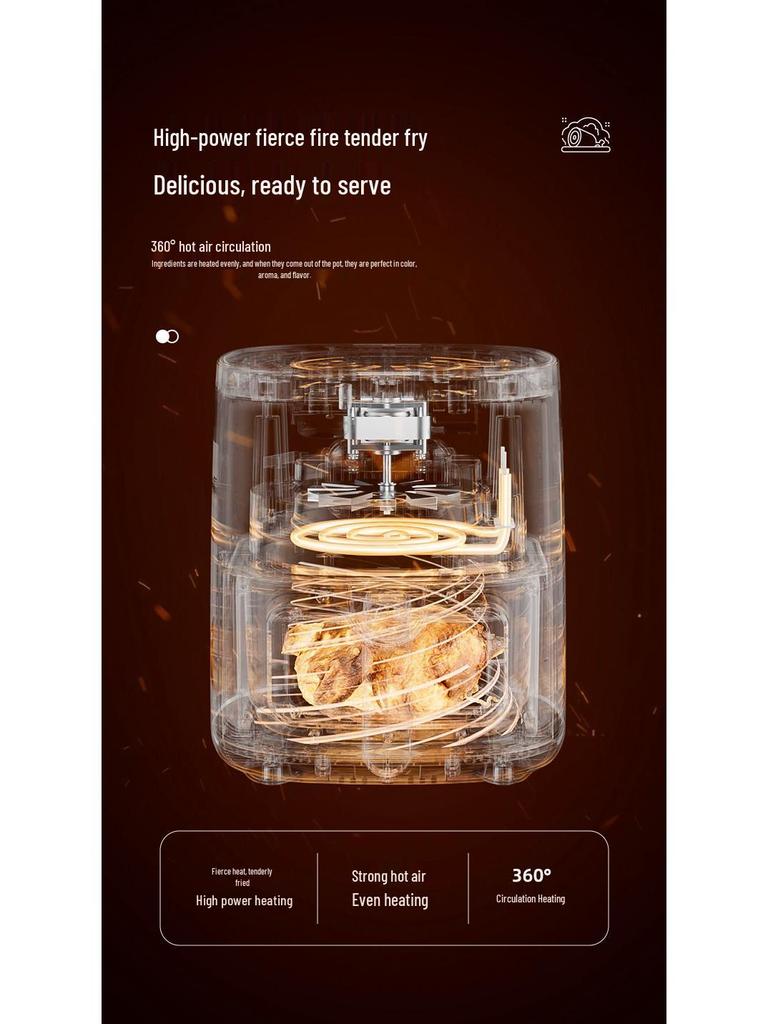 Elegancki Wielofunkcyjny Beztłuszczowy Elektryczny Frytkownica Powietrzna z Diamentowym Wzorem