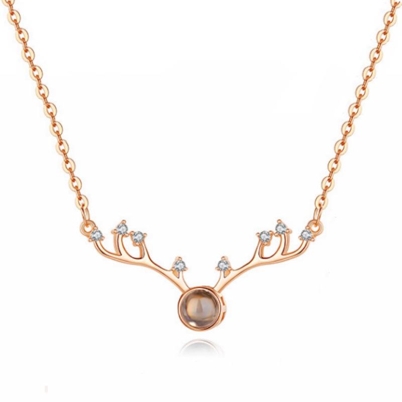 

Ожерелье Yilu Has You для женщин, оленьи рога, I Love You, индивидуальная проекционная подвеска