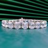 Brățară cu diamante Moissanite tăiate Asscher 100% din argint 925 real de logodnă Brățări de nuntă Brățări pentru femei bărbați bijuterii
