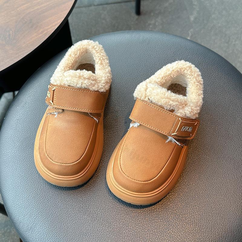 Boys' Retro Warm Velvet Low Top Casual Snow Boots 2026 Winter Children Fashi Versatile Plush Comfortable N Slip Cott Boots