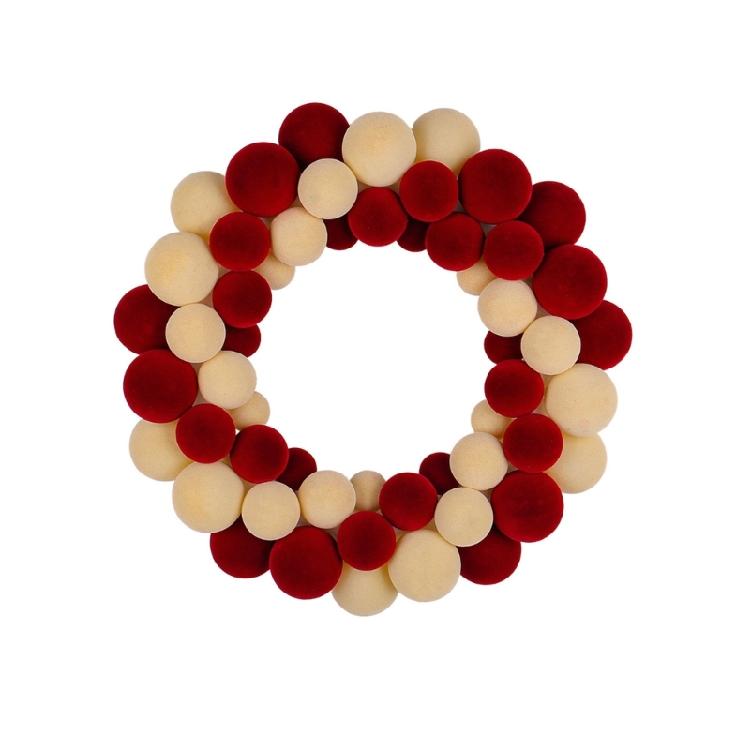 Colored Ball Wreath Door Hanging Decoration Handmade Christmas Wreath For Front Door Wall Or Window Display Home Decoration
