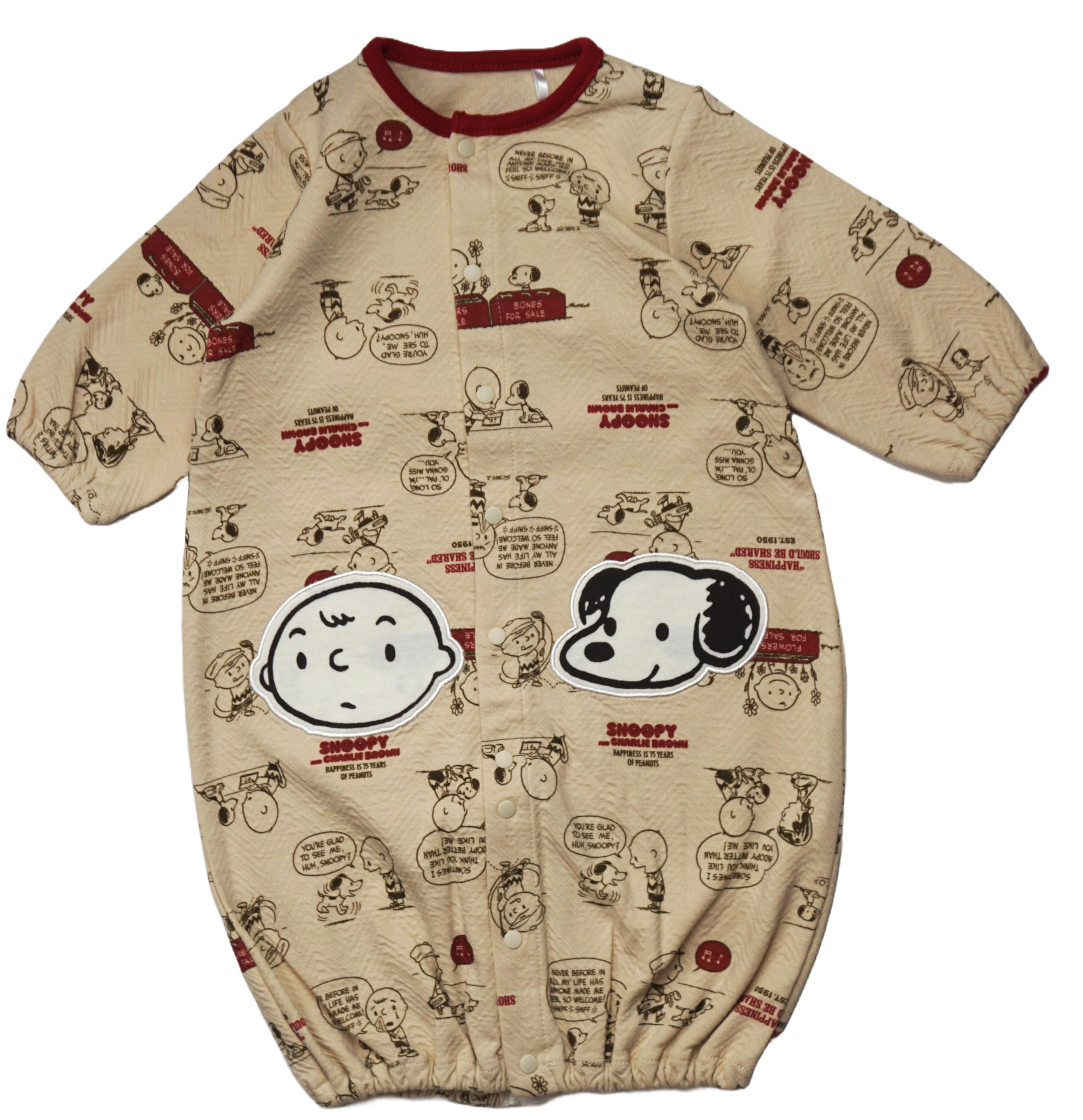 

Новорожденный Все Снупи 75-летие Арт Новорожденный Все Платье-комбинезон с передней застежкой Детская одежда Бежевый [TAKIHYO] Двусторонний Двусторонний 50-70 бежевый