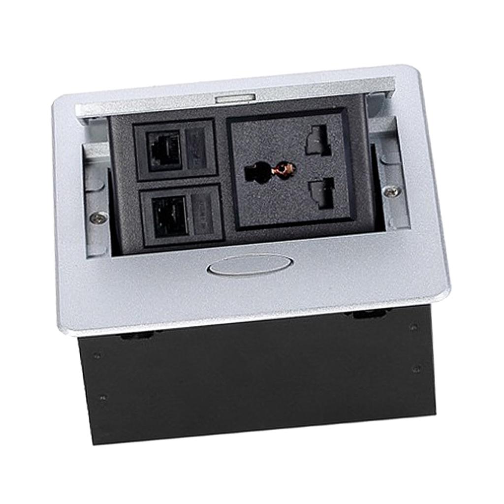 Table Connection Box Conference Room Countertop Desktop Socket Electrical Outlet Strip With 2 Networ