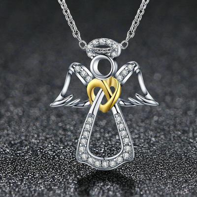 Angel Wings Diamond Necklace - Stainless Steel Love Pendant for Women