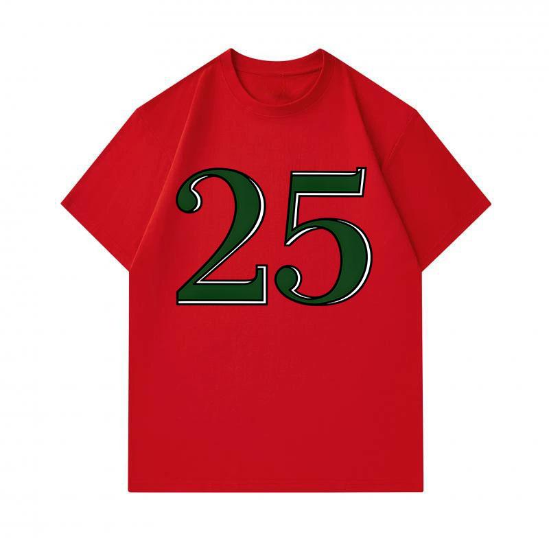 Men's 100% Cotton Crew Neck Short Sleeve T-Shirt, Casual Classic Number 25 Graphic Printed Soft Breathable Summer Daily Wear Tee for Men