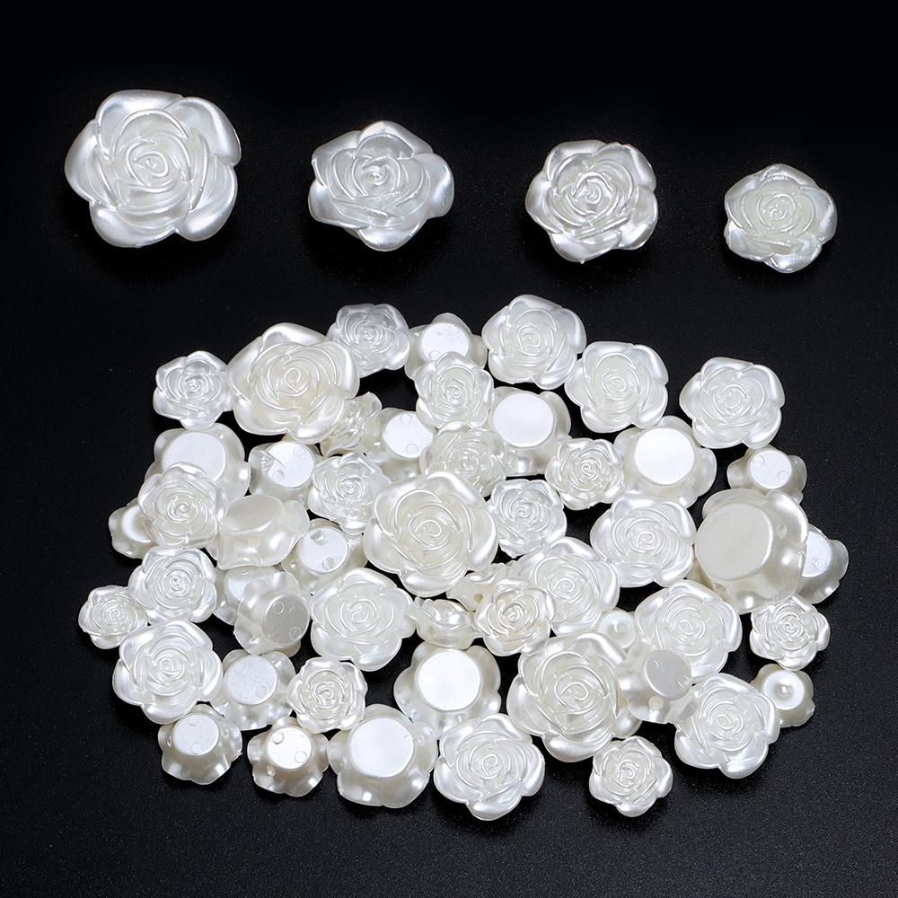 12 14 15 18mm ABS Imitation Pearl Rose Beads For DIY Charm Handmade Earrings Bracelets Jewelry Making Single Hole Spacer Beads