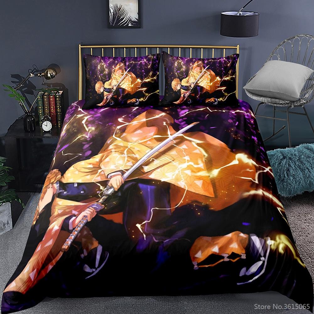 3D Demon Slayer Pattern Duvet Cover with Pillowcase Cartoon Anime Bedding Set Twin Full Queen King Chidren Kids Bed Linen Sets