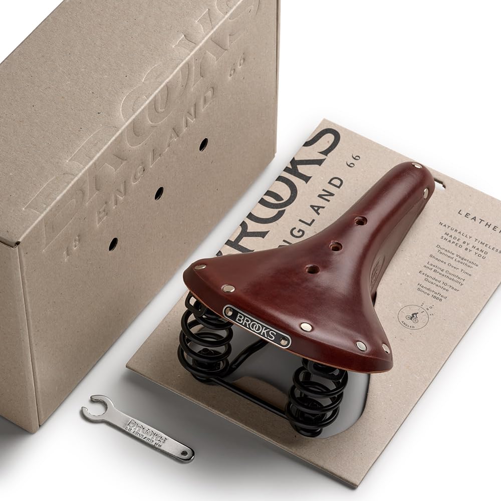 BROOKS Traditional leather saddle B17 with spring model FLYER BROWN