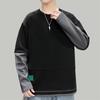 Men's Round Neck Sweatshirt Spring and Autumn New Japanese Trendy Loose Casual Tops Versatile Solid Color Plus Size Teenagers