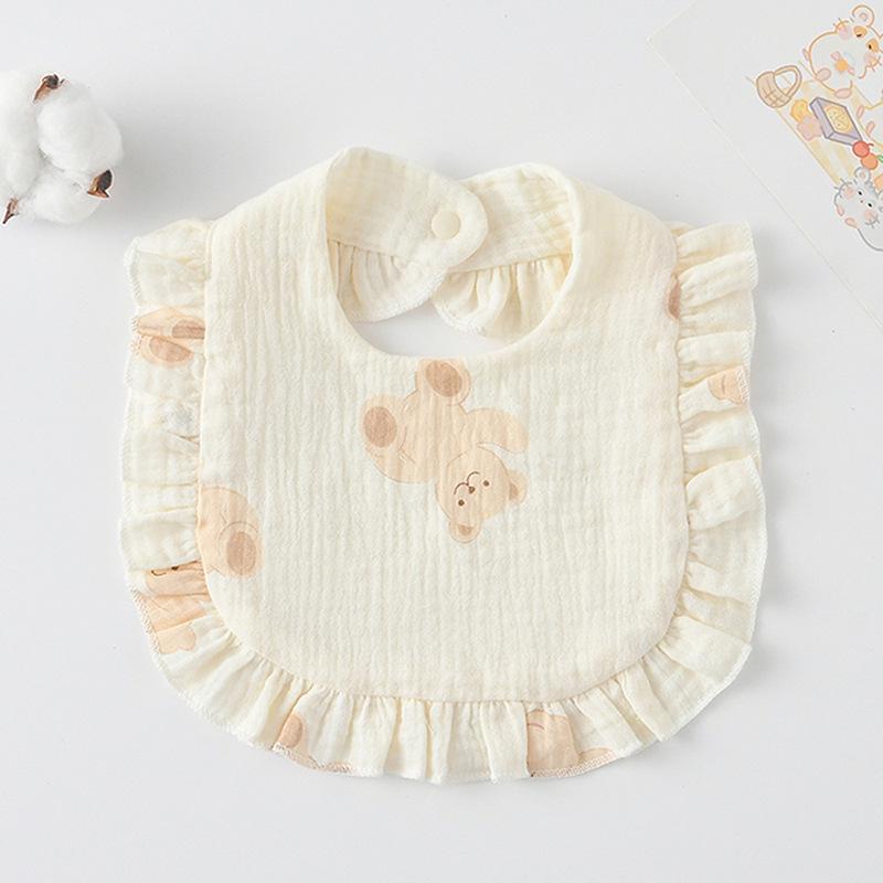 Ruffle Baby Drool Bibs: Pure Cotton Printed Lace Bibs