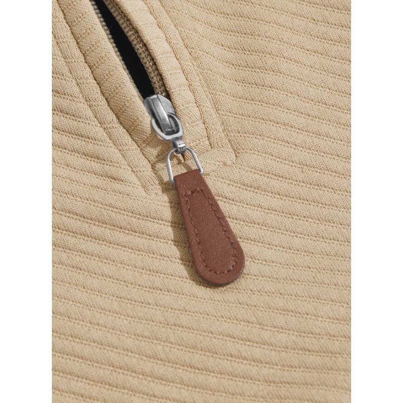 Men S Jacquard Stand Collar Pullover Sweatshirt With Zipper Pocket