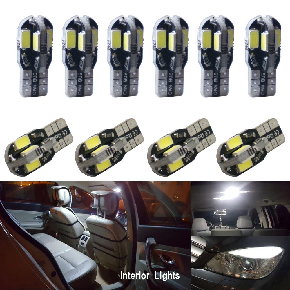 2/5/10/50/100 PCS T10 194 W5W LED Bulbs Car Interior Dome Maps Glove Box Trunk License Plate Lights 12V 5630-8SMD 6000K White Dome Lights 6