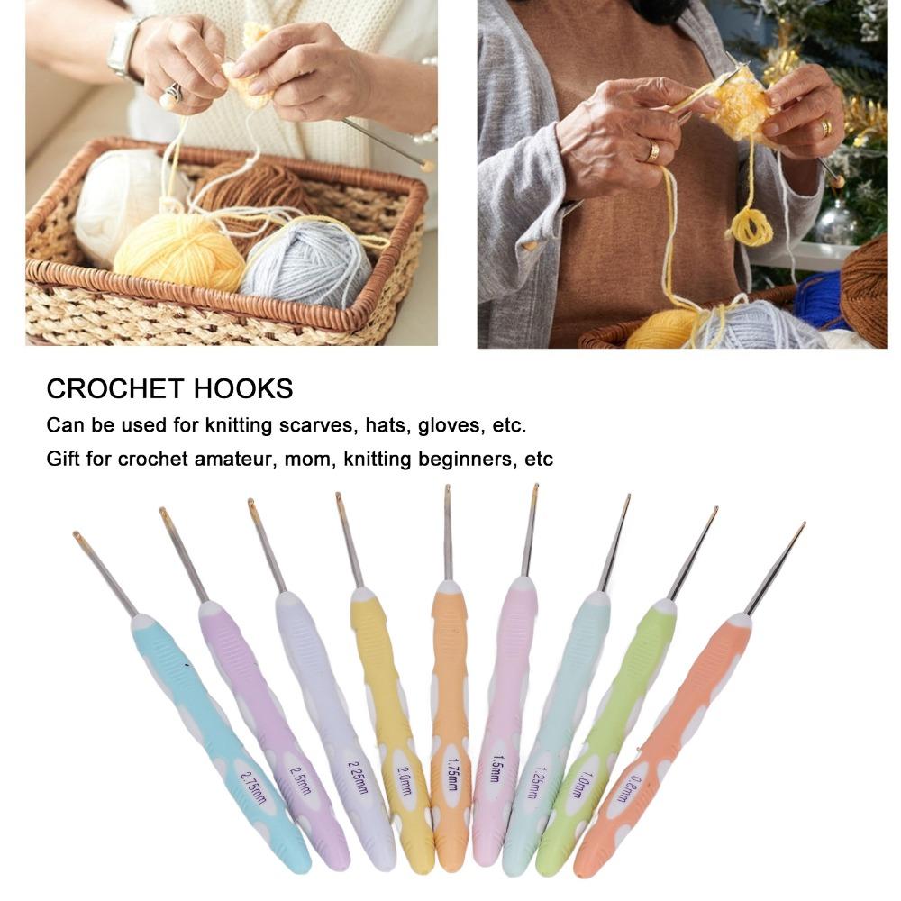 9pcs Soft Comfort Grip Handles Crochet Hooks Set Ergonomic Crochet Needles For Knitting Craft