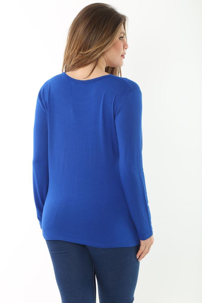 Damen Übergröße Bluse Plus Size Grün V-Ausschnitt Steinbesetzt Langarmbluse