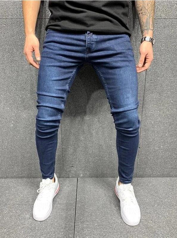 European and American Men's Ripped Badge Skinny Jeans