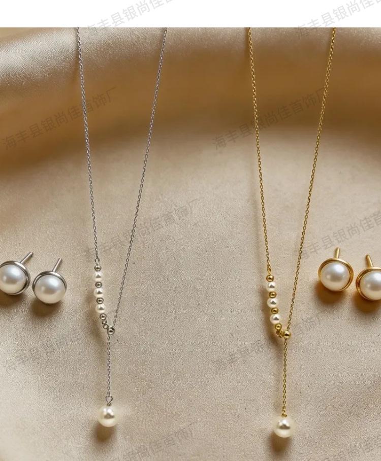 S925 Sterling Silver Adjustable Pearl Necklace - Women's Fashion Clavicle Chain