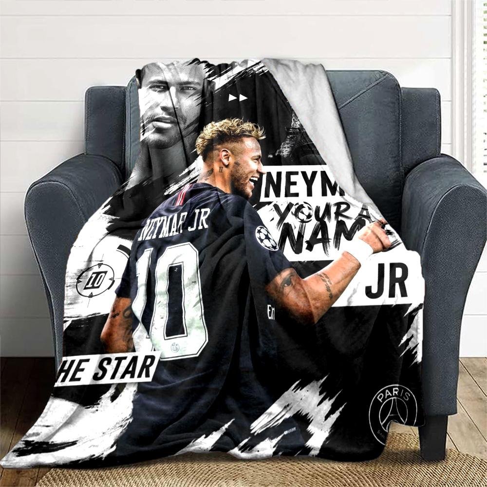 Name Custom Neymar Jr Art Print Flannel Blanket High Quality Warm Comfortable Cover for All Seasons Perfect for Gifts Home Decor