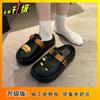Lazy half-drag women's slippers 2025 spring and summer wear cartoon cute bag head muffin beach cool slippers women