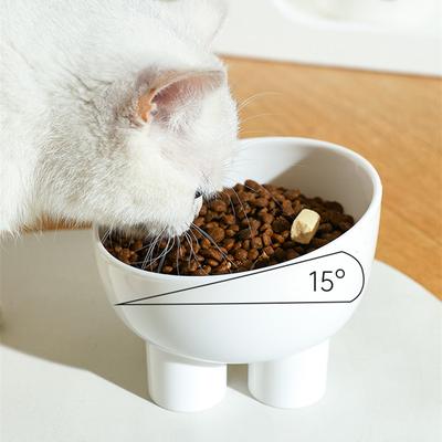 Bowl High Foot Dog Bowl Leak-proof Anti-tip Stacked Cat Basin 15° Protect Cervical Cats Pet Food Water Bowls Pet Supplies