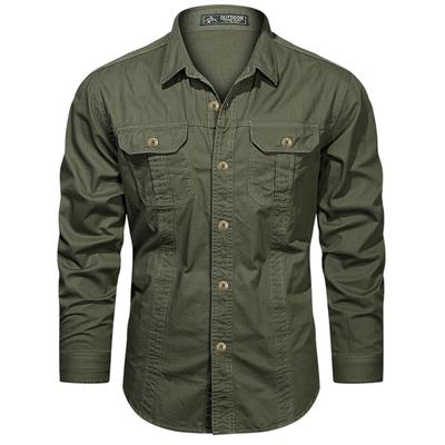 Chemise à Manches Longues Homme Printemps et Automne Ample Coton Vêtement de Travail Haut Automne Décontracté Chemise à Revers
