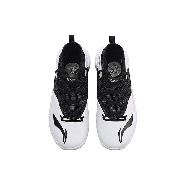 Li Ning SONIC 6 V2 Fabric Cushioning Slip Resistant Abrasion Resistant High top Basketball Shoes Men's Black White ABAN027-4