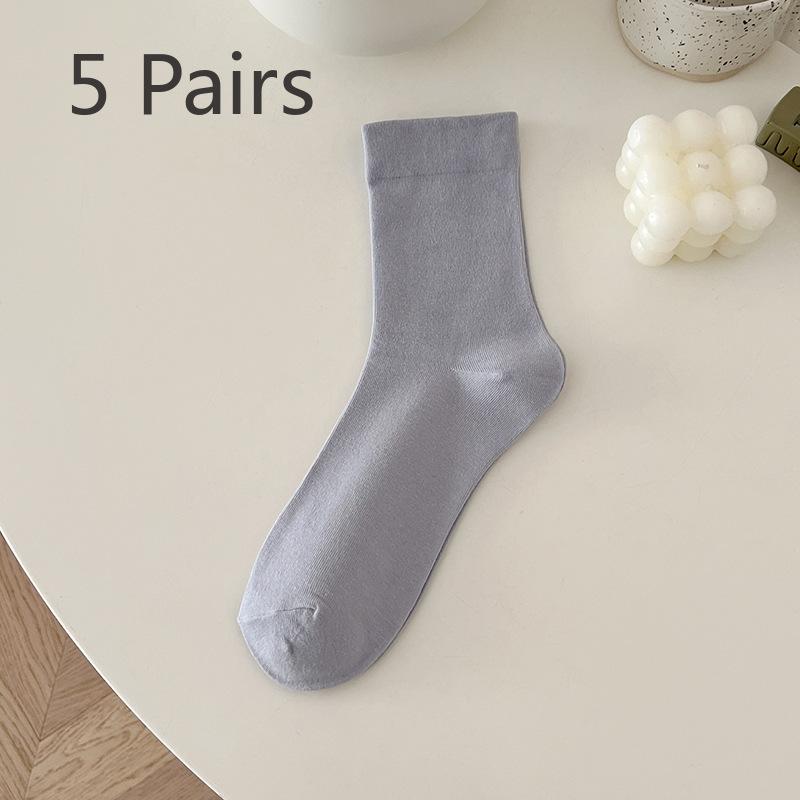 

5 пар женских весенне-летних модных новых свободных носков с ворсом в трубе 5 Pairs фиолетовый/серый