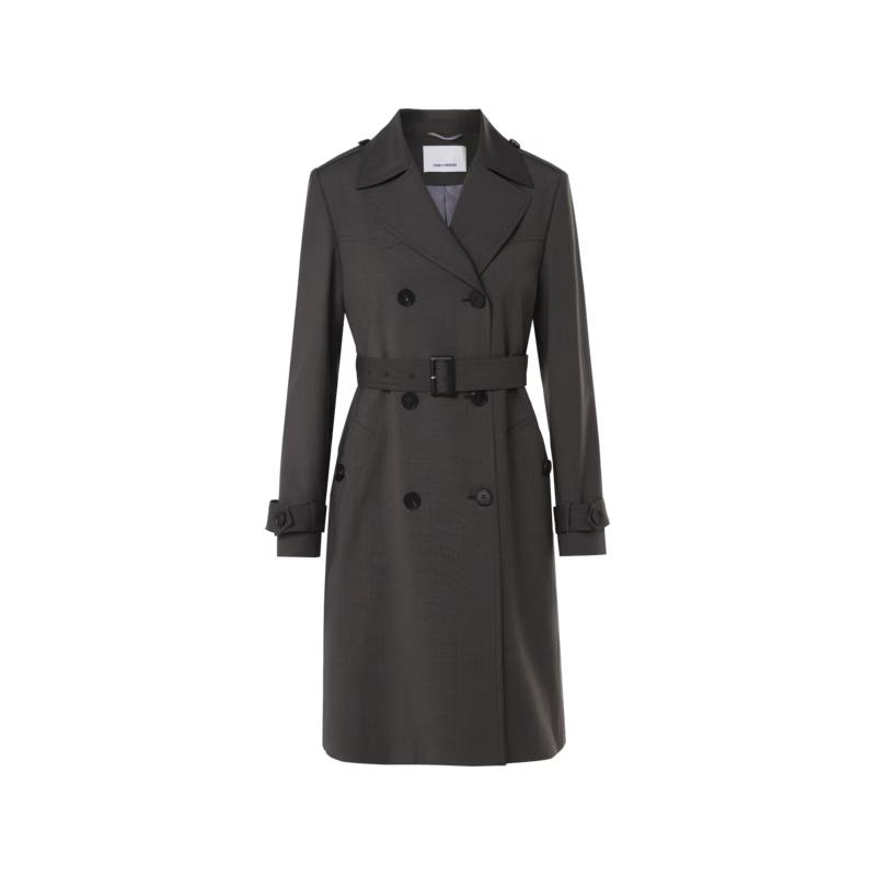 

LANZI Women s Wool Blend Double-Breasted Trench Coat M