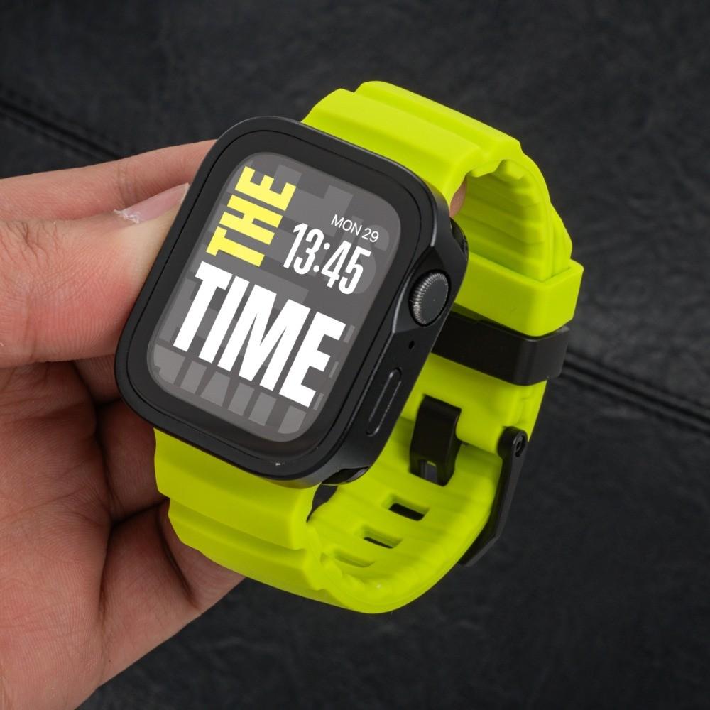 Silicone Strap + Aluminum Alloy Case For Apple Watch Ultra 3 49mm S11 S10 46mm For Apple Watch 9 8 7 45mm 6 5 4 SE3 44MM