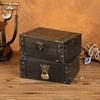 Vintage Chinese Style Wooden Square Storage Box With Lock For Desk Organizer
