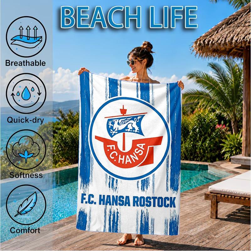 FC Hansa Rostock Wappen Design Strandtuch, Schnelltrocknend, Pflegeleicht, Geeignet für Fitness und Strandurlaub, Sport-Essential