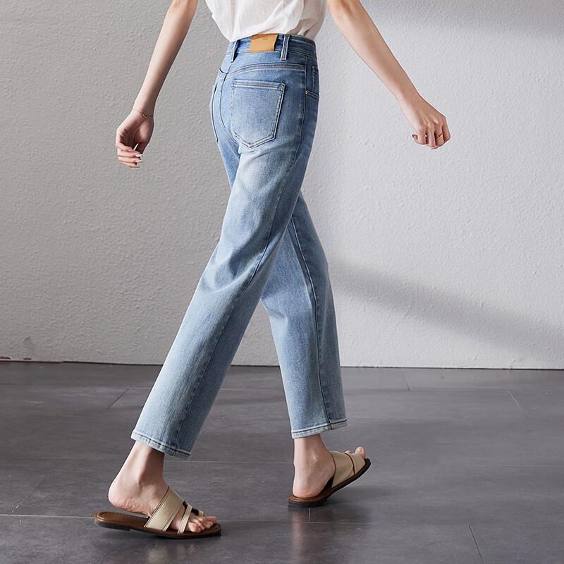 SOFSIL Women s High-Waist Slim Cropped Straight Jeans