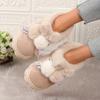 Thick Bottom Bow Rabbit Plush Cotton Shoes Household Women Home Simple Warm Snow Boots Anti-slip
