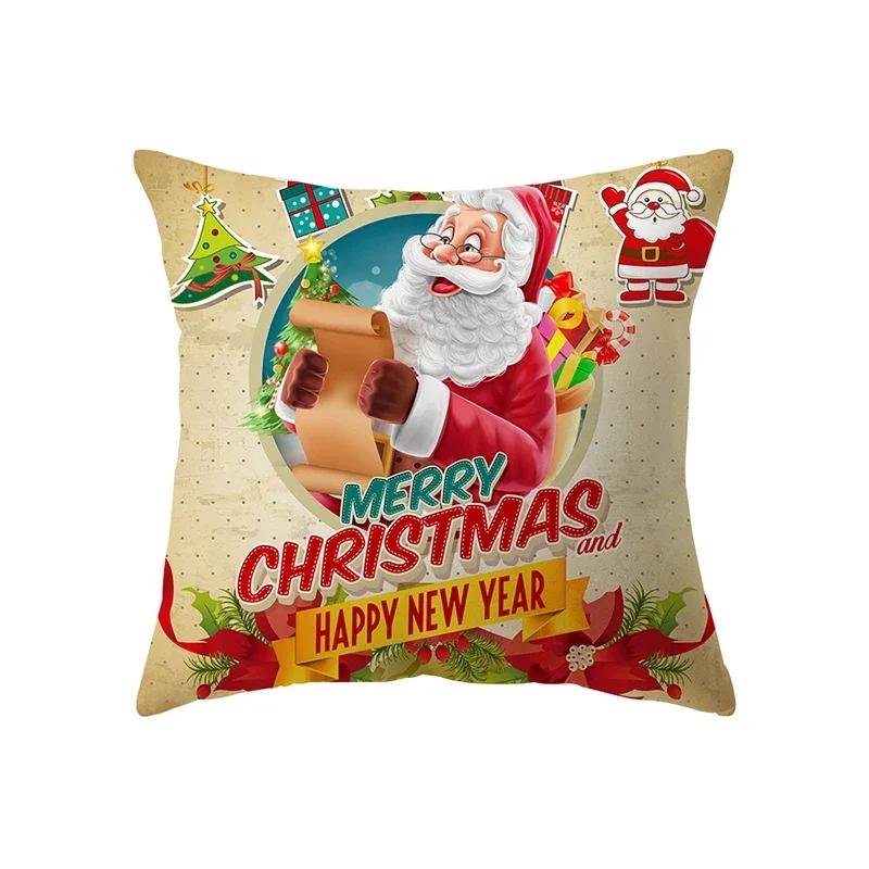 

Дед Мороз Рождественское украшение Принт Наволочка Подушка Дом Гостиная Диван Полиэстер Подушка 66x66cm бордовый