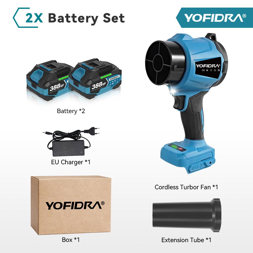Yofidra 350M/S Brushless Electric Turbo Fan Blower 3000W Cordless Jet Snow Leaf Dust Air Blowing Tool for Makita 18V Battery