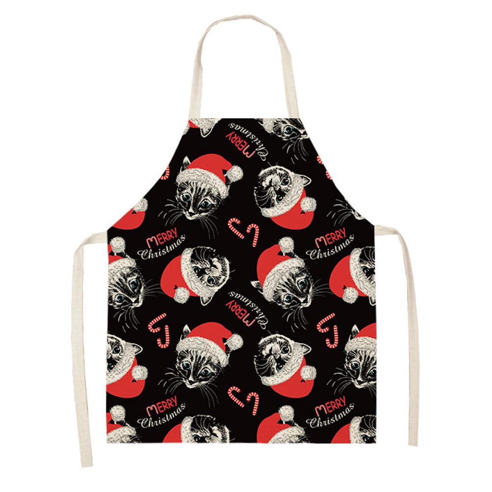 Merry Christmas Printed Kitchen Apron Christmas Deer Apron Cotton Linen Easy To Clean Household Tools 66x47cm