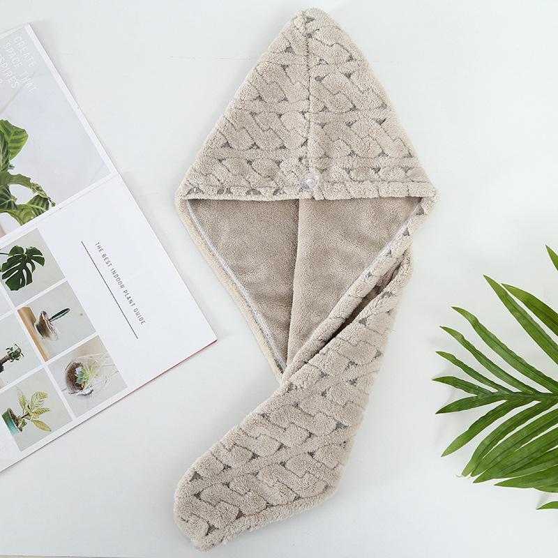 

Coral fleece dry hair cap quickly absorbs water, is soft and skin-friendly, quick-drying cycle hollow flower women s headscarf 65*25 светло-серый
