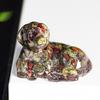 Resin Filled Natural Crystal Dog Figurine With Warm Heart Pet Decor For Gift Giving