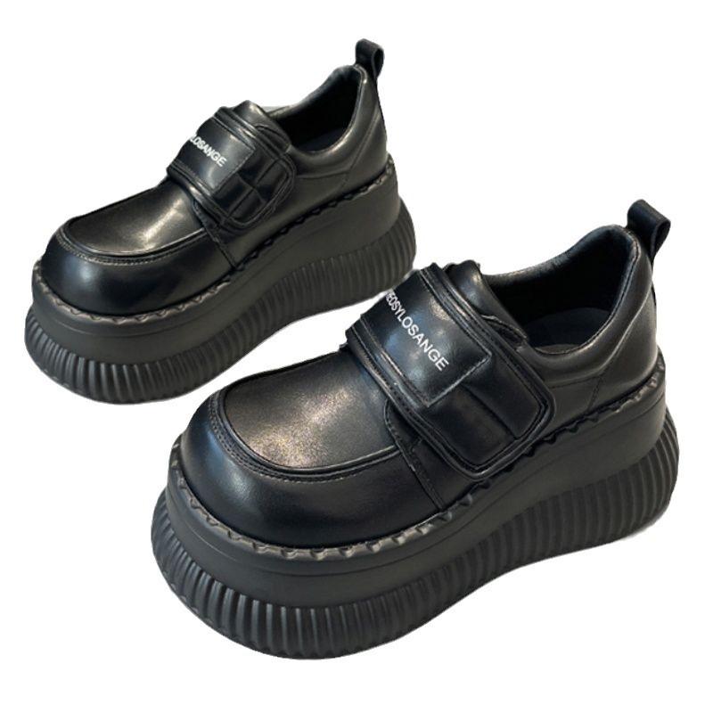 British Style Small Leather Shoes Women's Shoes 2024 Spring New Thick-soled Inner Height-increasing Women's Shoes Muffin Mary Jane Loafers