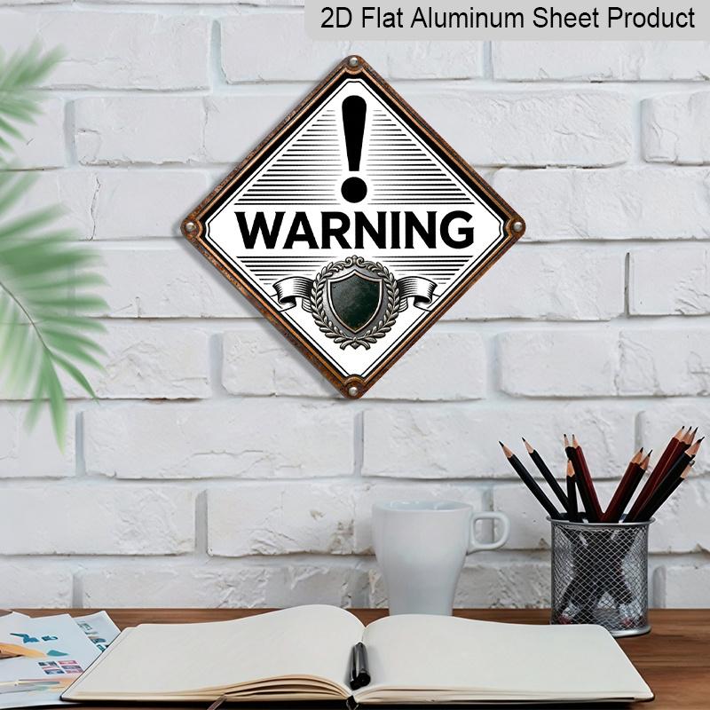 2D Flat, 1pc, Exclamation Warning Theme, Metal Warning Decor Gift for Safety Sign Lovers, Vintage Metal Aluminum Sign, Suitable for Office, Hallway