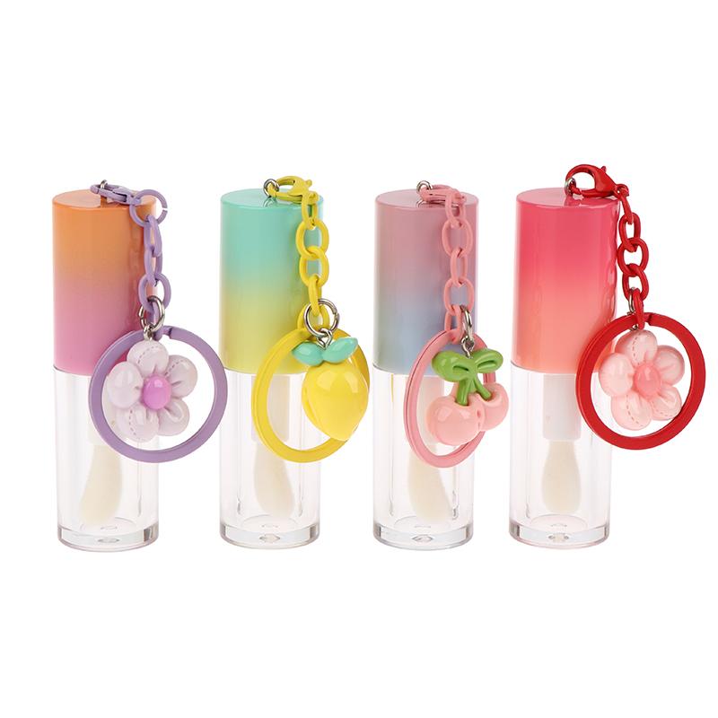 Flacone Glassa Labbra con Portachiavi Gradiente Vuoto Tubo Lucidalabbra Contenitore Liquido Ricaricabile Flacone Campione Lucidalabbra