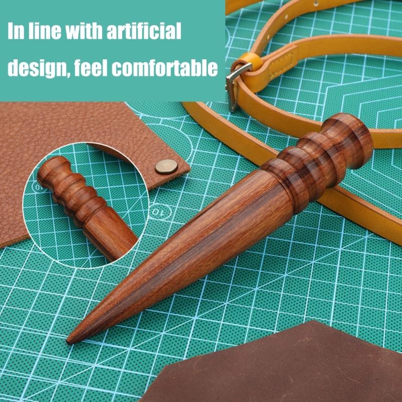 Leather Edges Burnisher Round Head with 4 Grooves Wood Edging Slicker and Tip, Leather Craft Edging Polishing Tool