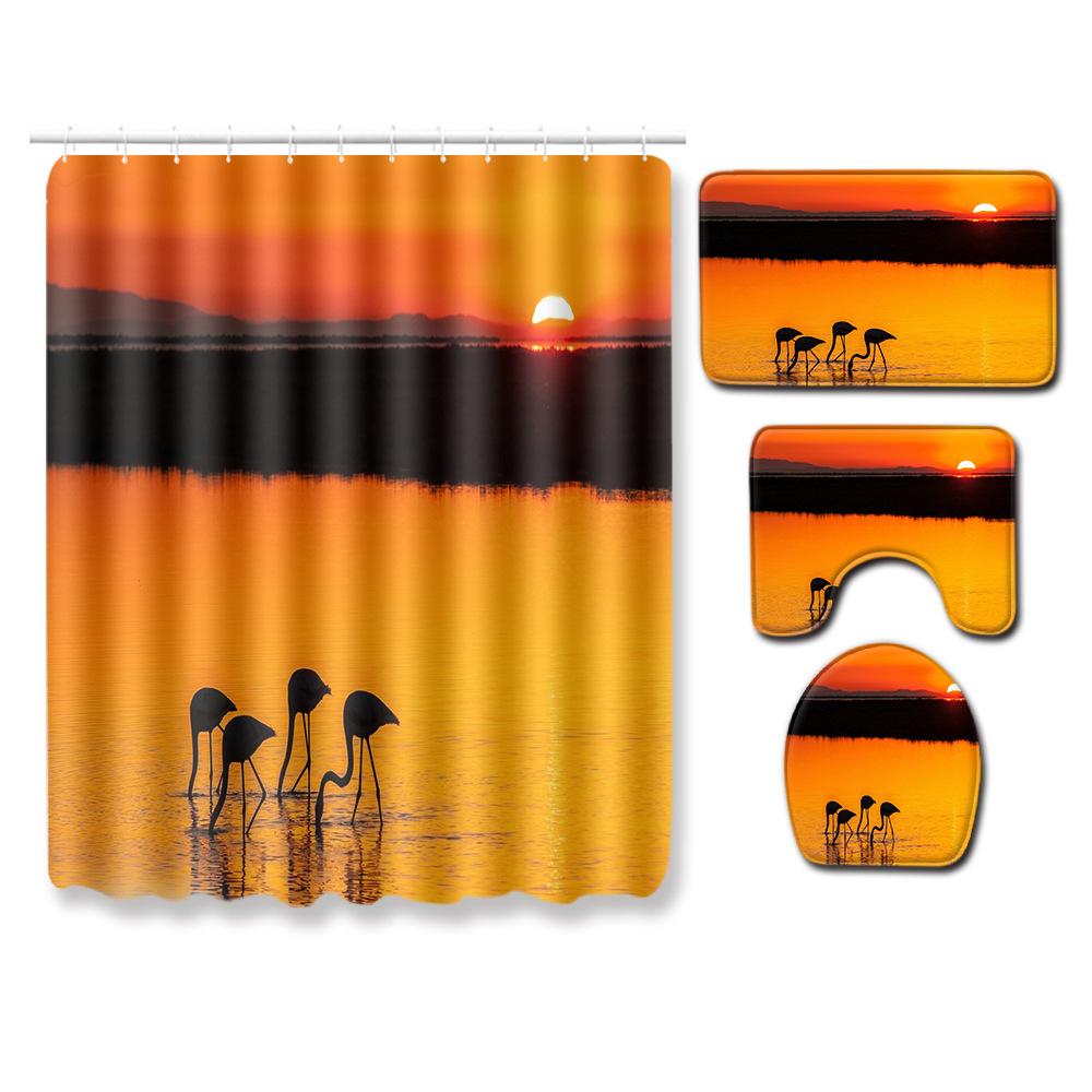 Flamingo Rohožka Koupelnová Protiskluzová Podložka na Podlahu Kombinace Sprchového Závěsu Koberec Evropský a Americký Styl Exploze Žena